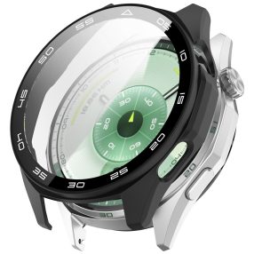   RMPACK Skálázott Keretű PC Védőtok Edzett Üveg Kijelzővédővel - Huawei Watch GT 6 46mm - Fekete