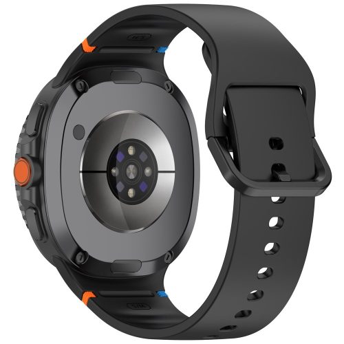 RMPACK Díszvarrásos szilikon óraszíj Samsung Galaxy Watch 8 / 8 Classic (40/44/46mm) - S méret, Fekete