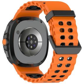   RMPACK Kétszínű szilikon óraszíj Samsung Galaxy Watch 8 / 8 Classic (40/44/46mm) - Narancssárga / Fekete