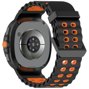   RMPACK Kétszínű szilikon óraszíj Samsung Galaxy Watch 8 / 8 Classic (40/44/46mm) - Fekete / Narancssárga