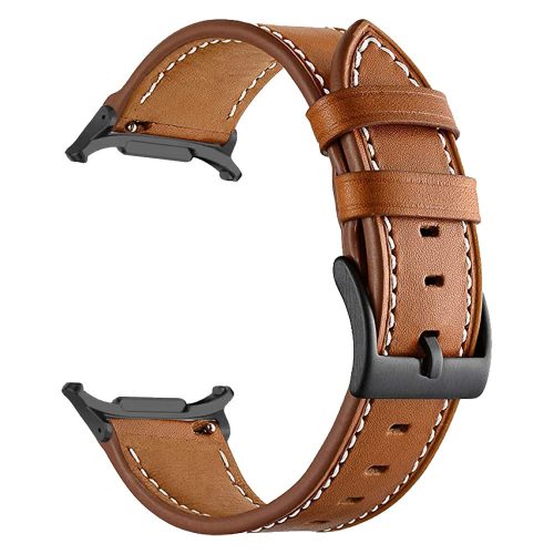 RMPACK Valódi marhabőr óraszíj varrással Samsung Galaxy Watch 8 / 8 Classic (40/44/46mm) - Barna
