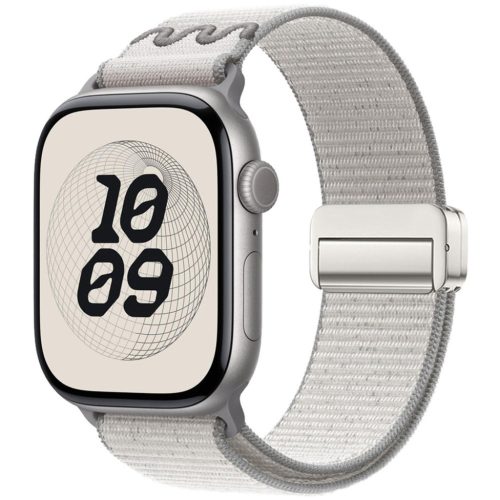 For Apple Watch 46mm / 49mm / 45mm / 44mm Magnetic Buckle Loop Nylon Watch Band(Misty Grey)