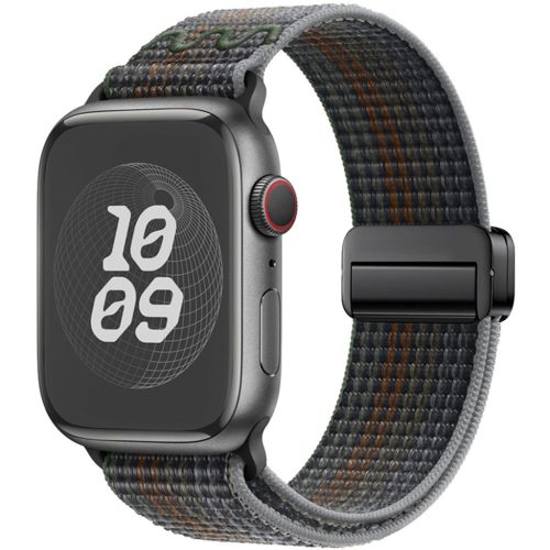 For Apple Watch 46mm / 49mm / 45mm / 44mm Magnetic Buckle Loop Nylon Watch Band(Midnight)